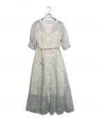 Estella.K（）の古着「Audrey Lace-trimmed Dress/ジャガードレースドレス」｜ホワイト