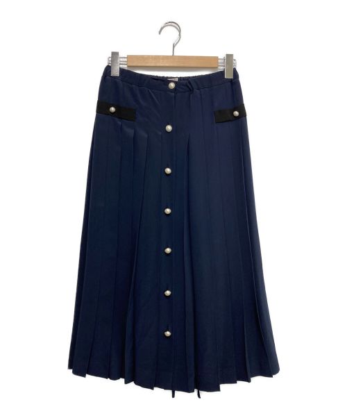 MIU MIU（ミュウミュウ）MIU MIU (ミュウミュウ) フロントパールスカート ネイビー サイズ:36の古着・服飾アイテム
