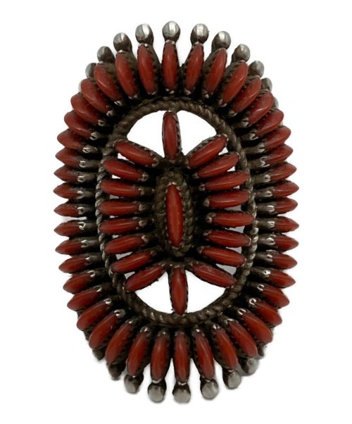 インディアンジュエリー（インディアンジュエリー）インディアンジュエリー (インディアンジュエリー) 赤珊瑚ニードルポイントリング レッド サイズ:表記無しの古着・服飾アイテム