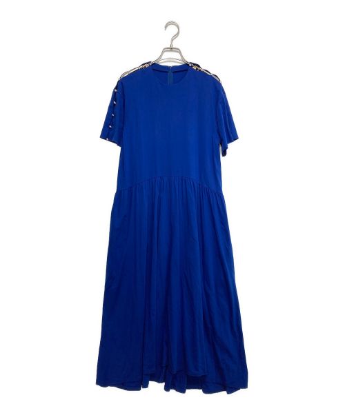 LE CIEL BLEU（ルシェルブルー）LE CIEL BLEU (ルシェルブルー) パールディテールジャージードレス ブルー サイズ:36の古着・服飾アイテム