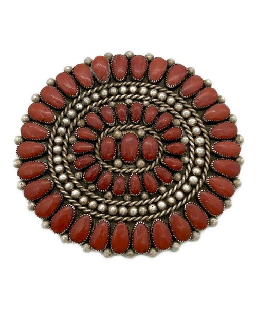 インディアンジュエリー（インディアンジュエリー）インディアンジュエリー (インディアンジュエリー) 赤珊瑚クラスターペンダントトップブローチ レッドの古着・服飾アイテム