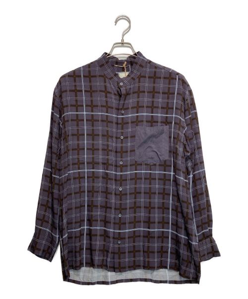MANDO（マンドー）MANDO (マンドー) バンドカラーチャックシャツ パープル サイズ:Ⅱの古着・服飾アイテム