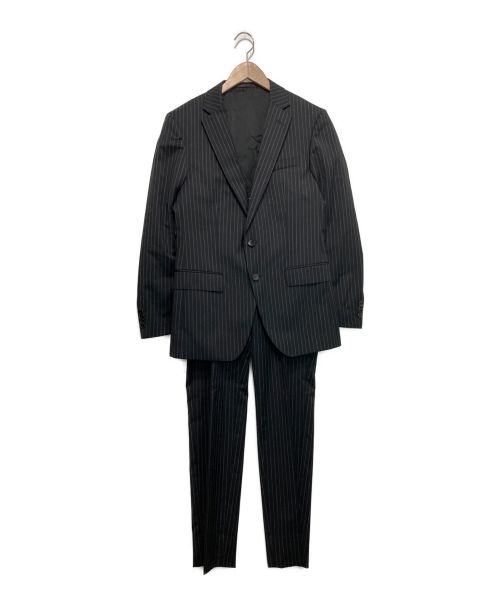 HUGO BOSS（ヒューゴ ボス）HUGO BOSS (ヒューゴ ボス) ストライプセットアップスーツ ブラック サイズ:46の古着・服飾アイテム