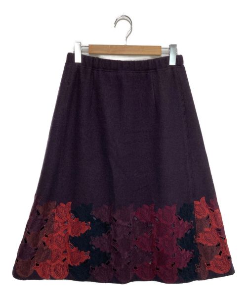 PJC（PJC）PJC (PJC) 刺繍ウールスカート パープル サイズ:Lの古着・服飾アイテム