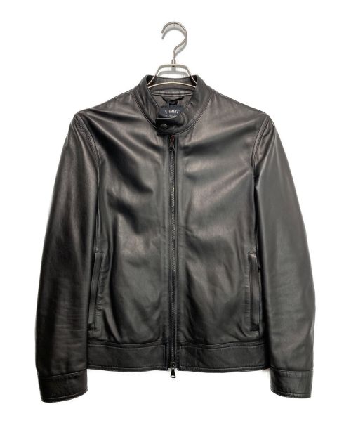 EMMETI（エンメティ）EMMETI (エンメティ) JURI シングルレザーライダースジャケット ブラック サイズ:44の古着・服飾アイテム
