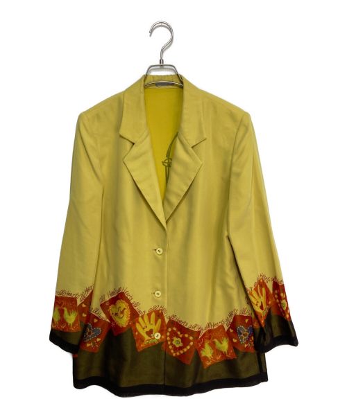 TOKUKO1erVOL（トクコプルミエヴォル）TOKUKO1erVOL (トクコプルミエヴォル) アートプリントジャケット イエロー サイズ:9の古着・服飾アイテム