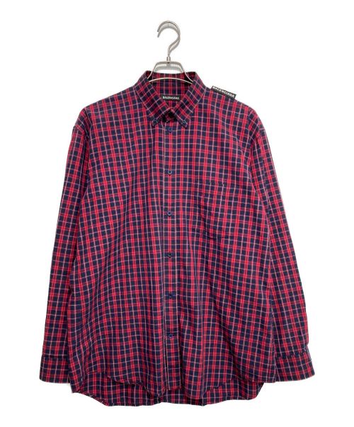 BALENCIAGA（バレンシアガ）BALENCIAGA (バレンシアガ)  Tab Check Shirt/チェックシャツ レッド サイズ:38の古着・服飾アイテム