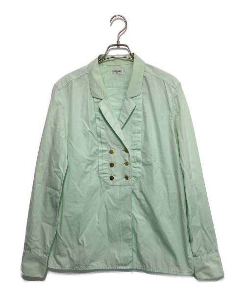 CHANEL（シャネル）CHANEL (シャネル) ココマークボタンシャツジャケット グリーン サイズ:-の古着・服飾アイテム