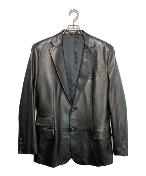 GUCCI（グッチ）GUCCI (グッチ) レザー2Bテーラードジャケット ブラック サイズ:48の古着・服飾アイテム