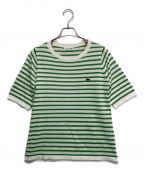 LACOSTEラコステ）の古着「クールマックスボーダーニットTシャツ」｜ホワイト×グリーン
