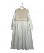 RHC Ron Hermanアールエイチシーロンハーマン）の古着「Knit Vest Layered Dress」｜ベージュ×ホワイト