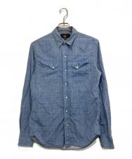 RRL (ダブルアールエル) チェック総柄ウエスタンシャツ ブルー サイズ:S