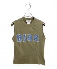Christian Dior (クリスチャン ディオール) ガリアーノ期 デニムロゴ ノースリーブカットソー カーキ×インディゴ サイズ:F40/GB12/D38/USA8