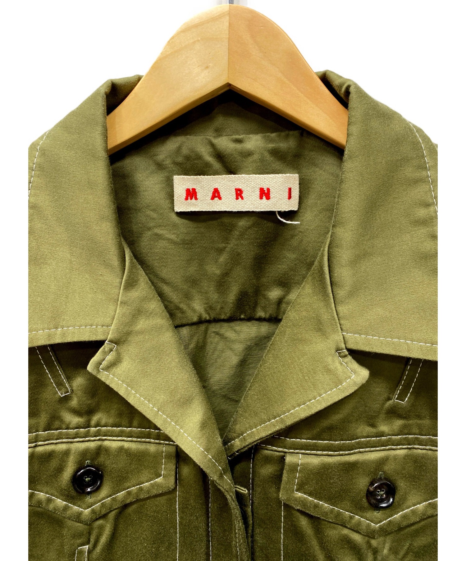 MARNI (マルニ) ステッチワークシャツジャケット カーキ サイズ:44 TOP-STITCHED SHIRT 20SS