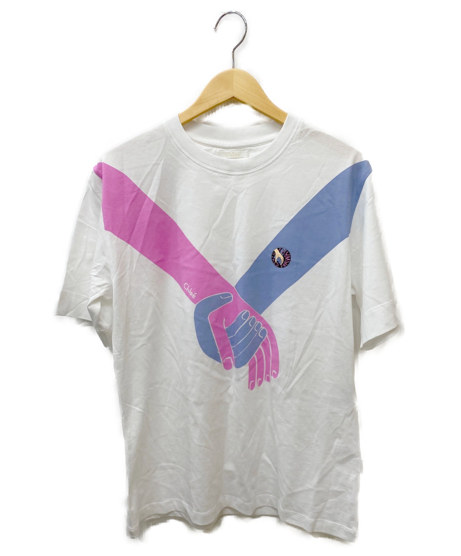 【中古・古着通販】Chloe (クロエ) ユニセフプリントTシャツ ホワイト×ピンク サイズ:S｜ブランド・古着通販 トレファク公式【TREFAC FASHION】