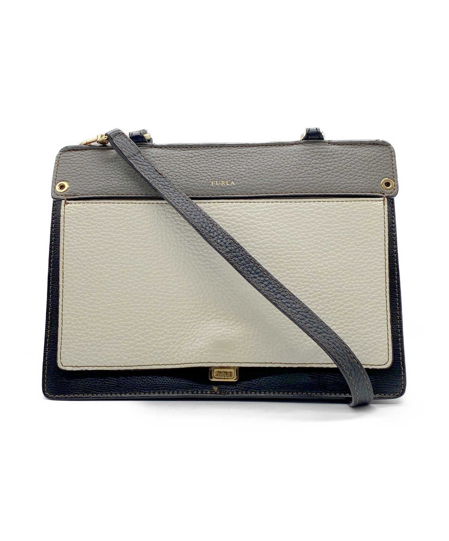中古 古着通販 Furla フルラ 2wayショルダーバッグ ブラック ホワイト F7310 ブランド 古着通販 トレファク公式 Trefac Fashion