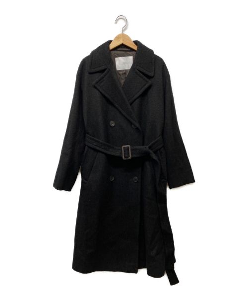 BLUEFLAG（ブルーフラッグ）BLUEFLAG (ブルーフラッグ) シェットランドツイードダブルブレスト コート ブラック サイズ:36の古着・服飾アイテム
