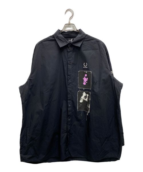 RAF SIMONS（ラフシモンズ）RAF SIMONS×FRED PERRY (ラフシモンズ×フレッドペリー) オーバーサイズシャツ ブラック サイズ:Lの古着・服飾アイテム