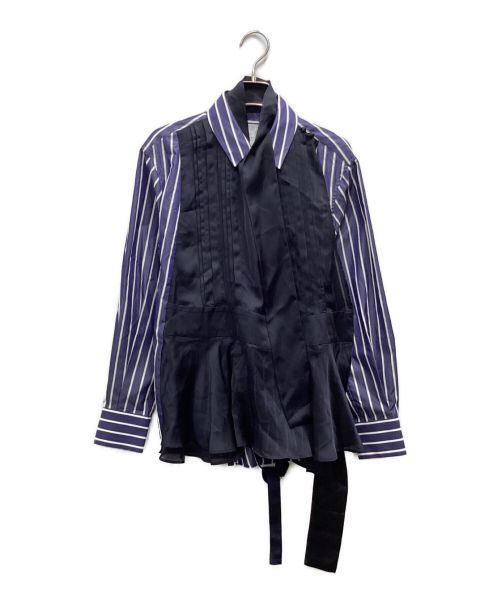 sacai（サカイ）sacai (サカイ) 再構築ストライプシャツ ブルー サイズ:1の古着・服飾アイテム