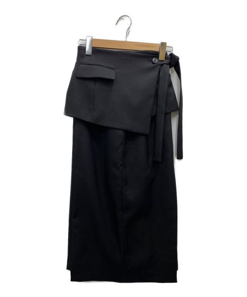 FRAY ID（フレイ アイディー）FRAY ID (フレイ アイディー) オーバーラップスカート ブラックの古着・服飾アイテム