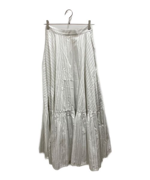 PLAN C（プランシー）PLAN C (プランシー) ピンストライプティアードスカート ホワイト サイズ:FREEの古着・服飾アイテム