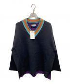 MAISON SPECIALメゾンスペシャル）の古着「Prime-Over Double-Face V-Neck Knit Pullover」｜ブラック