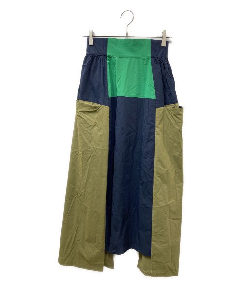 HeRIN.CYE（ヘリンドットサイ）HeRIN.CYE (ヘリンドットサイ) Connect skirt ネイビー×グリーン サイズ:FREEの古着・服飾アイテム