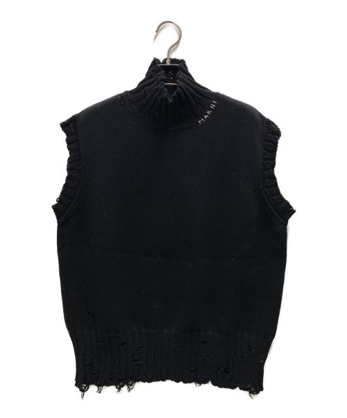 MARNI（マルニ）MARNI (マルニ) ハイネックダメージコットンニットベスト ブラック サイズ:46の古着・服飾アイテム