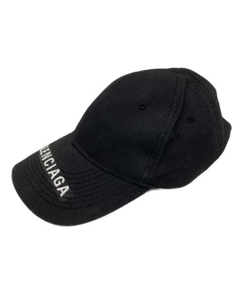 BALENCIAGA（バレンシアガ）BALENCIAGA (バレンシアガ) HAT LOGO VISOR CAP ブラックの古着・服飾アイテム