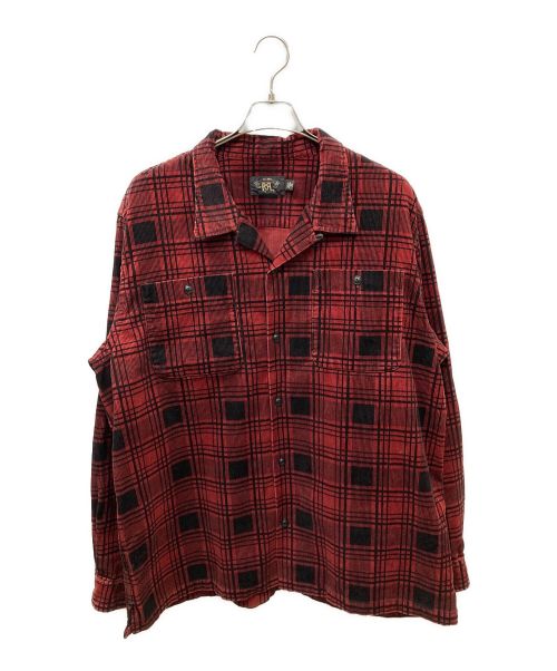 RRL（ダブルアールエル）RRL (ダブルアールエル) オープンカラーシャツ レッド サイズ:XXLの古着・服飾アイテム