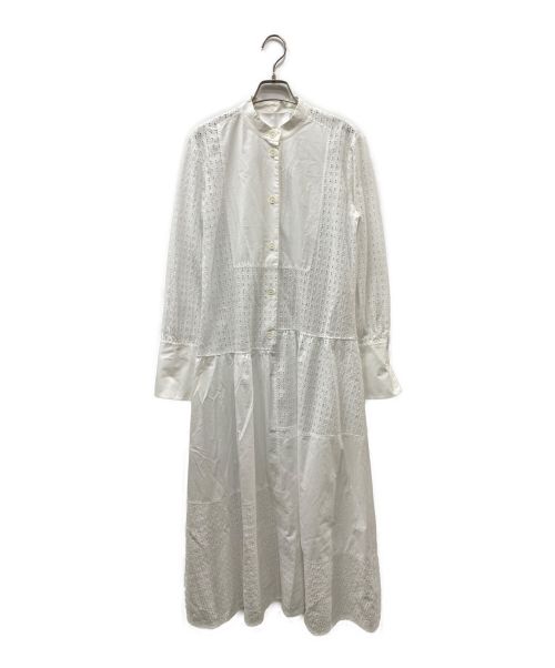 HUGO BOSS（ヒューゴ ボス）HUGO BOSS (ヒューゴ ボス) カットワークシャツワンピース ホワイト サイズ:2の古着・服飾アイテム