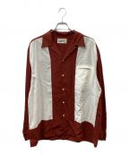WACKO MARIAワコマリア）の古着「バイカラーオープンカラーシャツ」｜ブラウン×ライトグレー