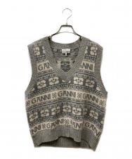 Ganni (ガニー) ロゴウールミックスベスト グレー サイズ:L