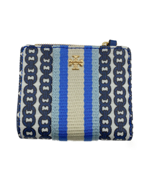 中古 古着通販 Tory Burch トリーバーチ 財布 ブルー 453 Gemini Link Canvas Mini Wallet ブランド 古着通販 トレファク公式 Trefac Fashion