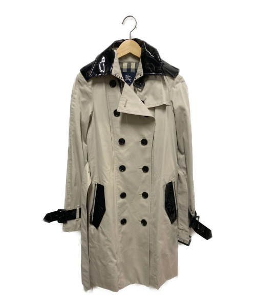 中古 古着通販 Burberry London バーバリーロンドン エナメル切替ミドルトレンチコート ベージュ ブラック サイズ 38 ブランド 古着通販 トレファク公式 Trefac Fashion