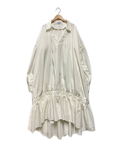 The Cure（ザ キュア）The Cure (ザ キュア) YUKO KUROSAWA (ユウコクロサワ) ストレッチタフタギャザードレス ホワイト サイズ:2の古着・服飾アイテム