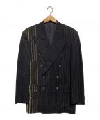 Jean Paul Gaultier hommeジャンポールゴルチェオム）の古着「ストライプ刺繍ダブルジャケット」｜ブラック