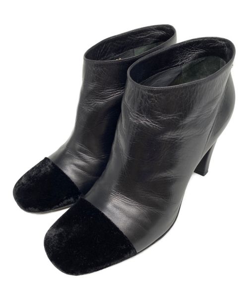 CHANEL（シャネル）CHANEL (シャネル) ココマーク ベロア レザー ショートブーツ ブラック サイズ:38 1/2Cの古着・服飾アイテム