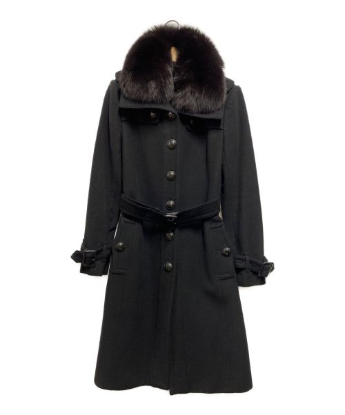 BURBERRY（バーバリー）BURBERRY (バーバリー) フォックスファーベルテッドコート ブラック サイズ:40の古着・服飾アイテム