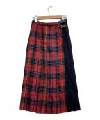 IENA（）の古着「配色チェックラップスカート / プリーツスカート」｜ネイビー