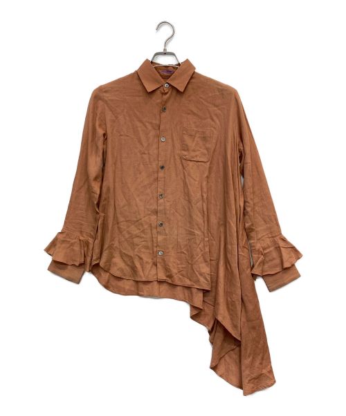 SueUNDERCOVER（スーアンダーカバー）SueUNDERCOVER (スーアンダーカバー) アシメデザインフリルスリーブシャツ オレンジ サイズ:1の古着・服飾アイテム