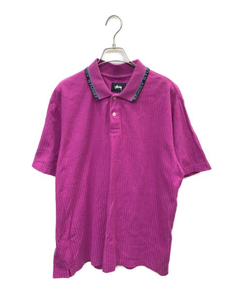 stussy（ステューシー）stussy (ステューシー) ロゴライン襟ポロシャツ ピンク サイズ:Mの古着・服飾アイテム