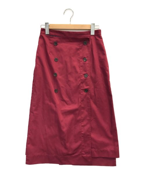 ROKH（ロク）rokh (ロク) フロントボタンスカート レッド サイズ:38の古着・服飾アイテム