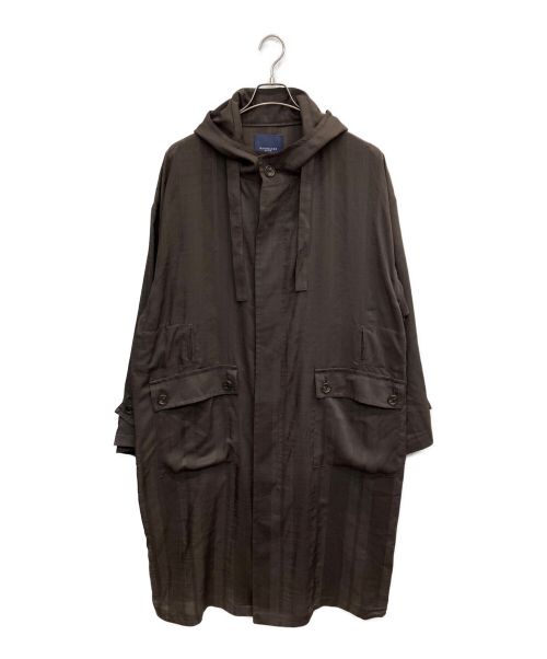 RAINMAKER（レインメーカー）RAINMAKER (レインメーカー) SHADOW STRIPE HOODED COAT ブラウン サイズ:FREEの古着・服飾アイテム