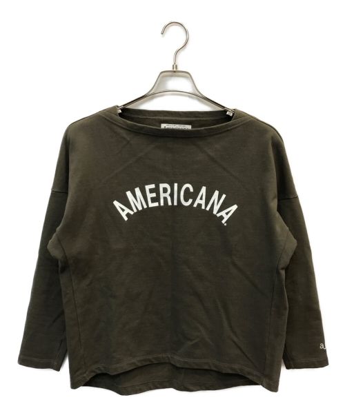 Americana（アメリカーナ）Americana (アメリカーナ) アーチロゴボートネックトップス オリーブ サイズ:-の古着・服飾アイテム