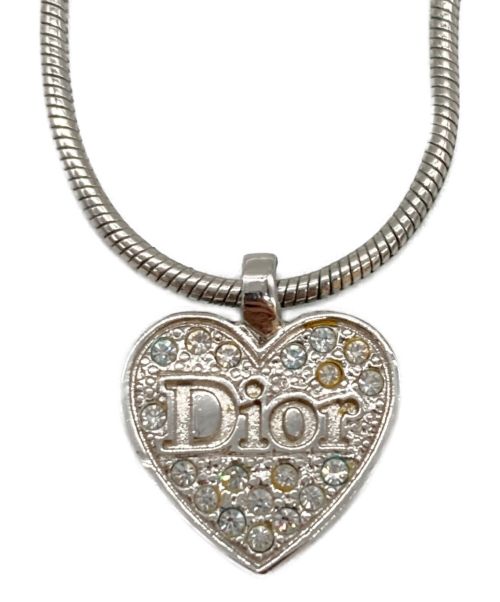Christian Dior（クリスチャン ディオール）Christian Dior (クリスチャン ディオール) ロゴハートラインストーンネックレスの古着・服飾アイテム