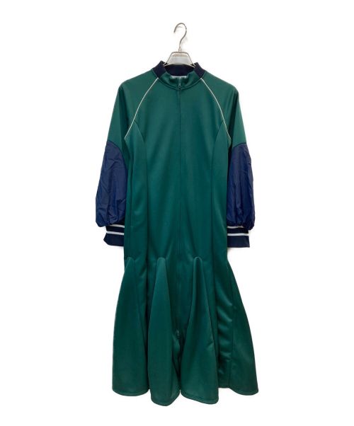 UN3D.（アンスリード）UN3D. (アンスリード) ウェーブラインジャージーワンピース グリーン サイズ:38の古着・服飾アイテム