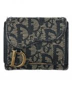 Christian Diorクリスチャン ディオール）の古着「サドルジャガード三つ折り財布」｜ネイビー