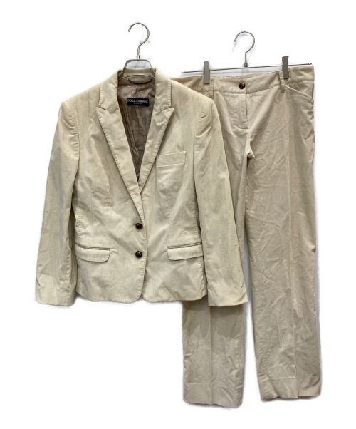 DOLCE & GABBANA（ドルチェ＆ガッバーナ）DOLCE & GABBANA (ドルチェ＆ガッバーナ) ベロアセットアップスーツ アイボリー サイズ:42の古着・服飾アイテム