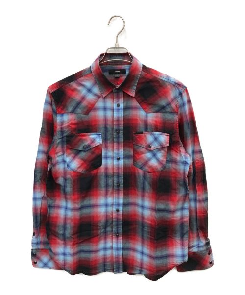 DIESEL（ディーゼル）DIESEL (ディーゼル) チェックシャツ レッド サイズ:Mの古着・服飾アイテム
